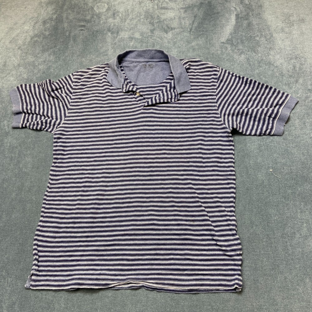 Vintage Cherokee Polo Shirt Men Medium Purple White Cotton Striped Performance